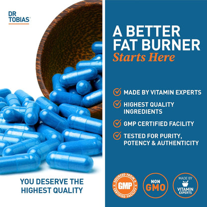 Dr. Tobias Fat Burner Nightly - Night Time Metabolic Support with White Kidney Bean Extract, Ashwagandha Root, Green Coffee Bean Extract & Melatonin | Non-GMO (60 Capsules 30 Day Supply)