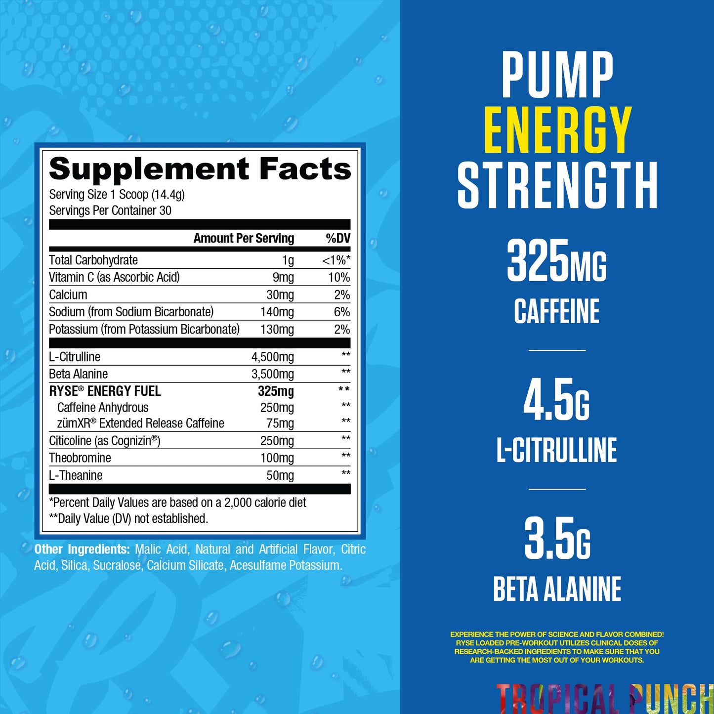 RYSE Loaded Pre Workout Powder - Strawberry Squeeze - Daily Pre-Workout for Men & Women with 390mg Caffeine, Beta Alanine, and Citrulline for Pump, Focus, and Energy - 30 Servings