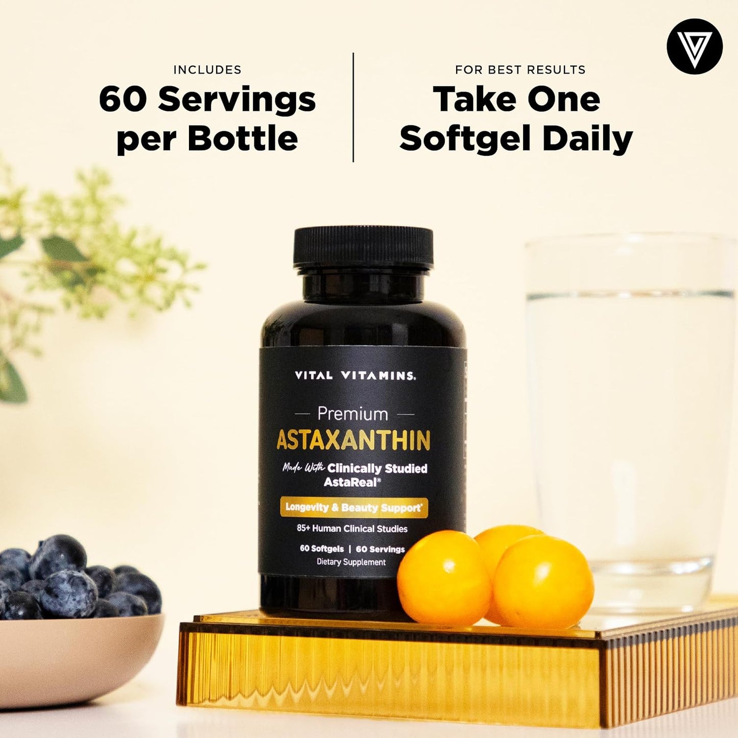 Vital Vitamins Astaxanthin 12mg Softgels for Skin Hydration & Elasticity | Natural Astaxanthin from Microalgae, Antioxidant Protection for Skin, Eyes & Exercise Recovery, Vegan, 60 Softgels Gsupps Australia