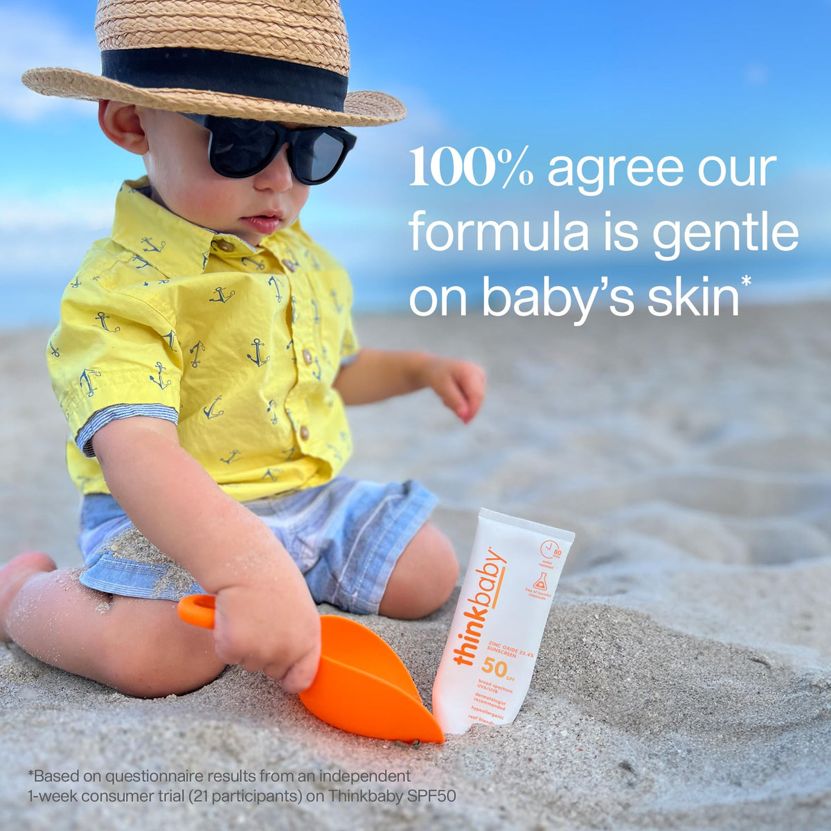 Thinkbaby Baby Sunscreen SPF 50+, Mineral Formula, Water Resistant, 3 Oz Thinkbaby