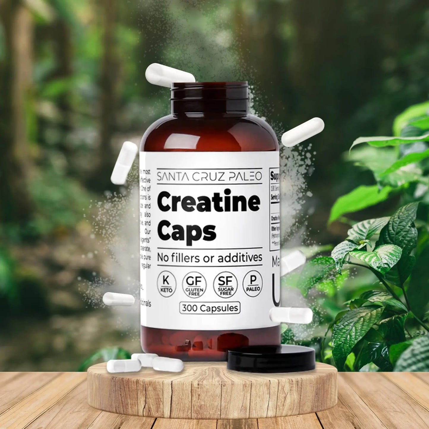 Santa Cruz Paleo Creatine Capsules, Supports Muscle Growth & Energy, Gluten Free, Keto, Sugar Free, Paleo, No Fillers or Additives, Creatine Monohydrate Pills, Santa Cruz Paleo