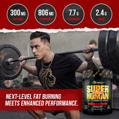 ALPHA LION Superhuman Burn – 2 in 1 Metabolism Booster Pre Workout and Thermogenic Burner for Men – Appetite Suppressant ALPHA LION