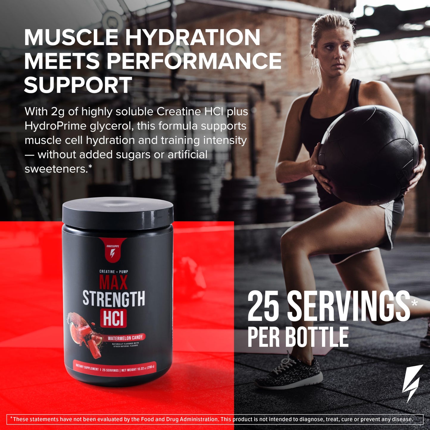 Max Strength HCl - Pre Workout Creatine HCl Powder for Muscle Growth, Endurance & Recovery - No Bloat, Superior Absorption - Pre and Post Workout Supplement for Men & Women (Blueberry Lemonade)