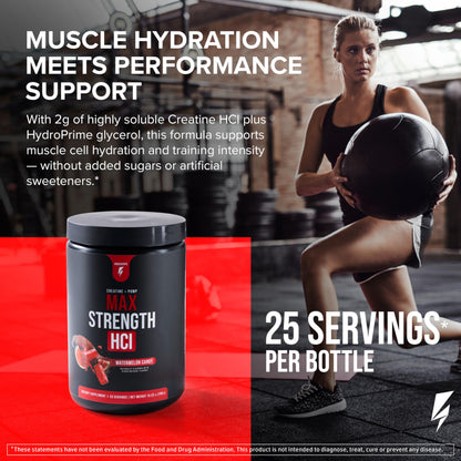 Max Strength HCl - Pre Workout Creatine HCl Powder for Muscle Growth, Endurance & Recovery - No Bloat, Superior Absorption - Pre and Post Workout Supplement for Men & Women (Blueberry Lemonade)