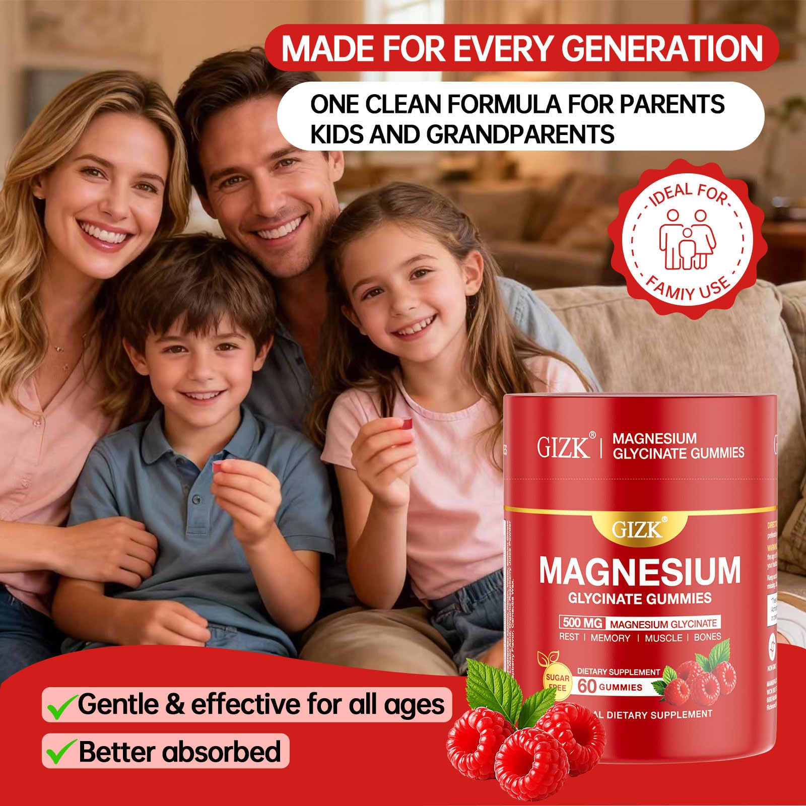 Magnesium Glycinate Gummies 500mg – Sugar Free Magnesium Gummies for Sleep, Stress, Muscle & Nerve Support – for Adults & Kids 4+, Vegan, No Melatonin (Raspberry Flavor, 60 Count) SAYIDON buy australia supplements