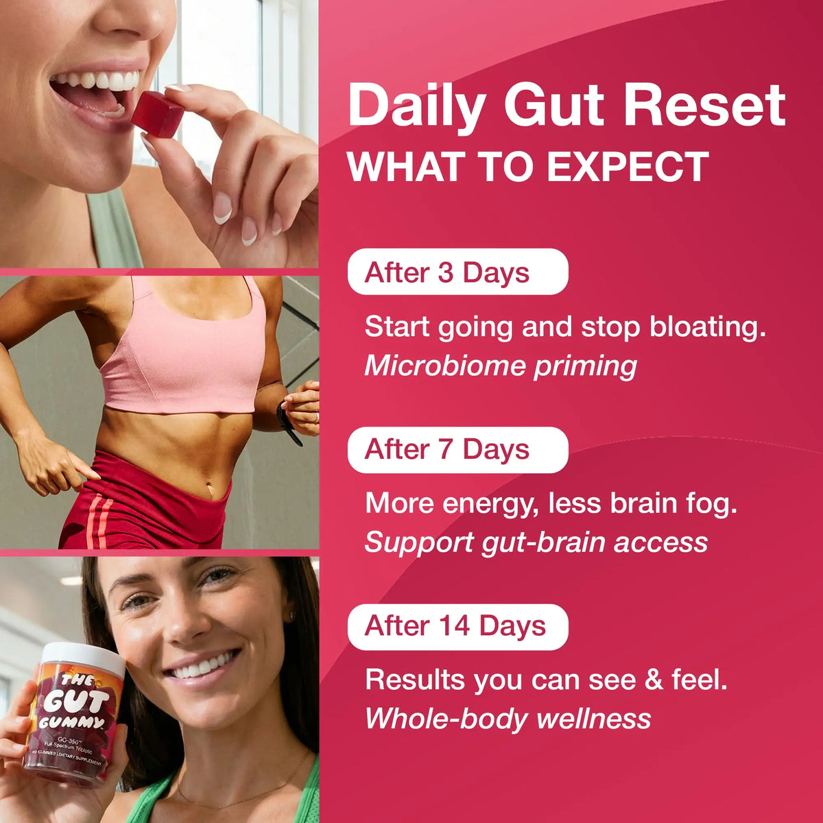 The Gut Gummy, 360° Daily Gut Reset, Full-Spectrum Tribiotic for Women & Men, Prebiotics Probiotics Postbiotics for Bloating, Belly Fat, Skin & Immune Support, Sugar Free Tart Cherry Gummies, 60 Count The Gut Gummy