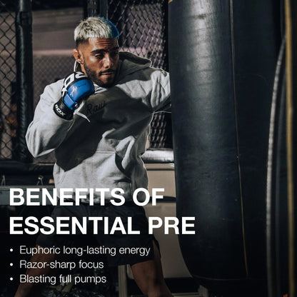 RAW Essential Pre-Workout Powder (Fruit Burst) - Chris Bumstead Sports Nutrition Supplement for Men & Women - Preworkout Energy Powder with Caffeine RAW
