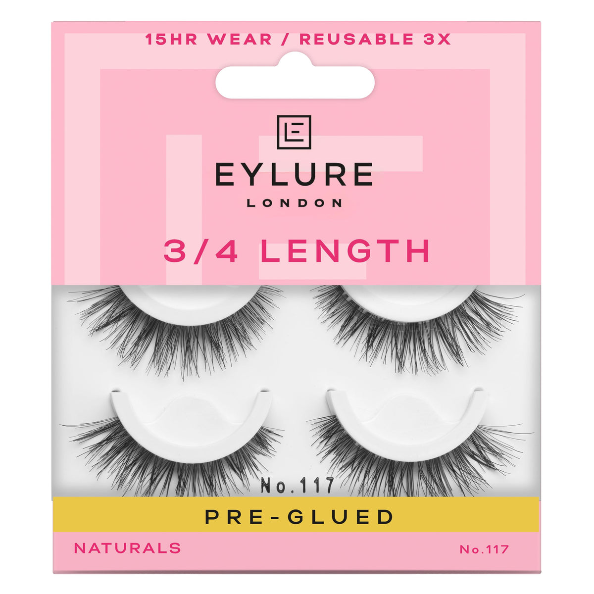 Eylure Pre-Glued Wispy Light Texture Eyelashes, No.117, Twin Pack Eylure