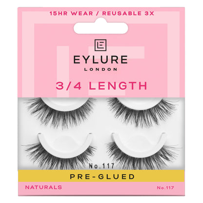 Eylure Pre-Glued Wispy Light Texture Eyelashes, No.117, Twin Pack Eylure
