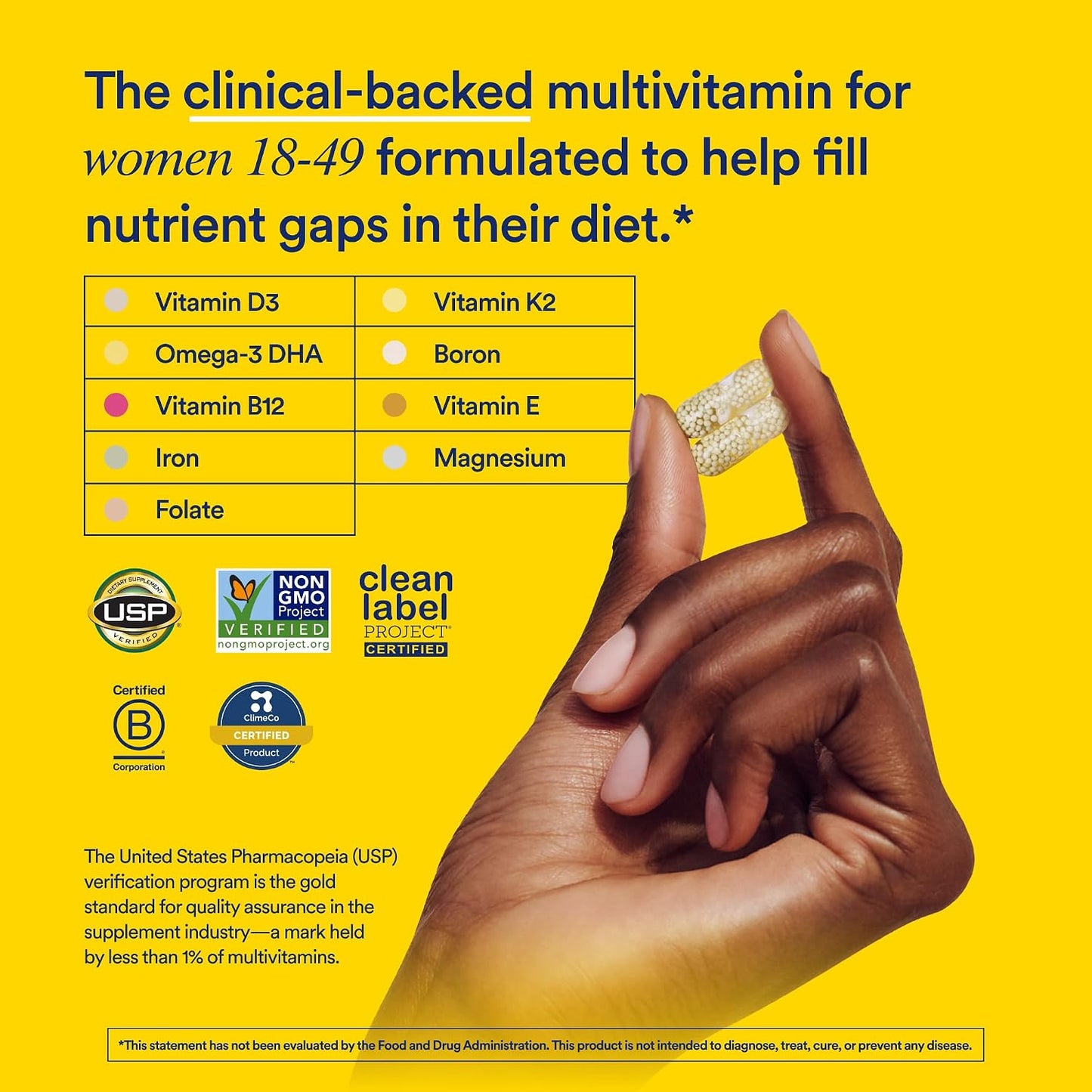 Ritual Hyaluronic Acid and Women's 18+ Multivitamin - HyaCera Helps Reduce Wrinkles, Fine Lines & Improves Skin Smoothness - Key Essential Vitamins Support, Heart, Brain, and Bone Health - 30 Servings