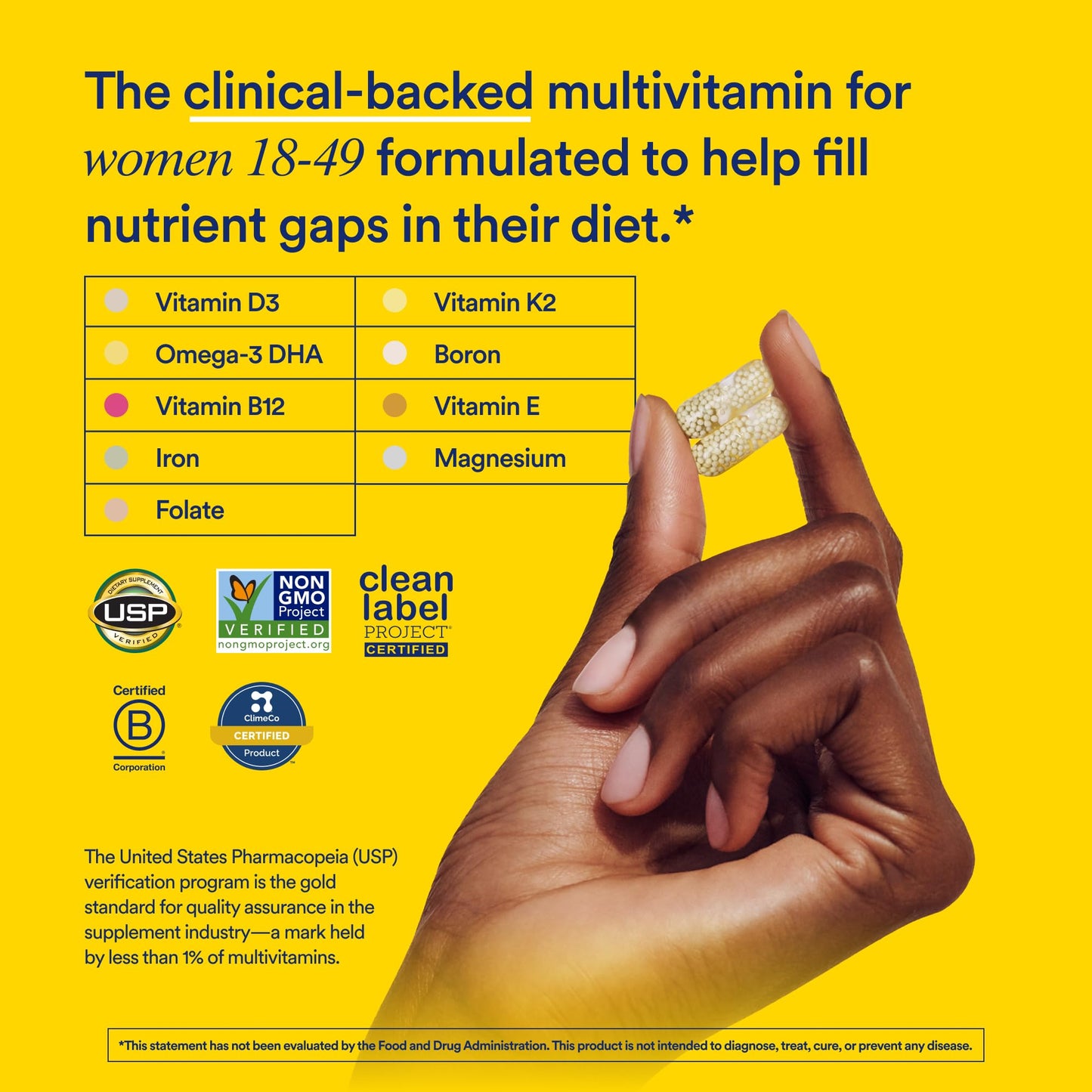 Ritual Women’s 18+ Daily Multivitamin - Key Essential Vitamins and Minerals to Support Energy, Heart, Bone, Brain Health* - Clinical Backed - Vegan - USP Verified - Mint - 60 Capsules - 30 Servings