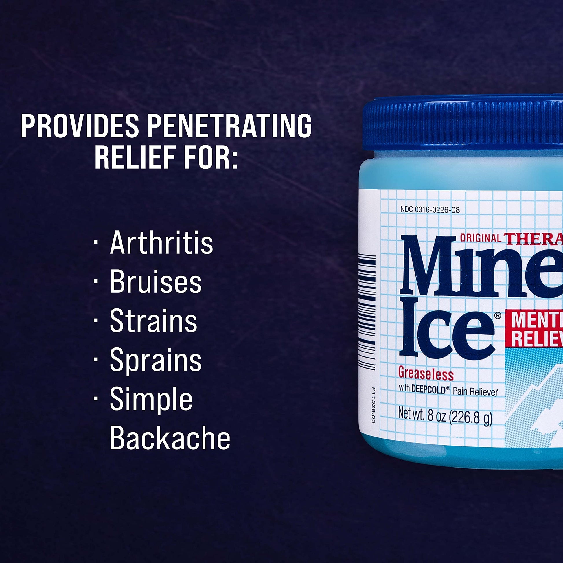 Mineral Ice Original Therapeutic Menthol Pain Relief Gel. Greaseless with "Deepcold" Pain Reliever. Provides Cooling & Penetrating Relief for Arthritis, Simple Backache, Strains & Sprains (8 Ounce) Mineral Ice buy australia supplements