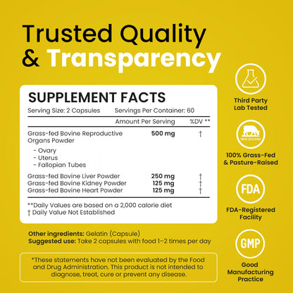 Beef Organ Supplement for Women – Grass Fed Liver, Uterus, Ovary, Heart, Kidney – 30+ Nutrients to Support Hormone Balance, Cycle Health, Energy, Immunity Bloomeo
