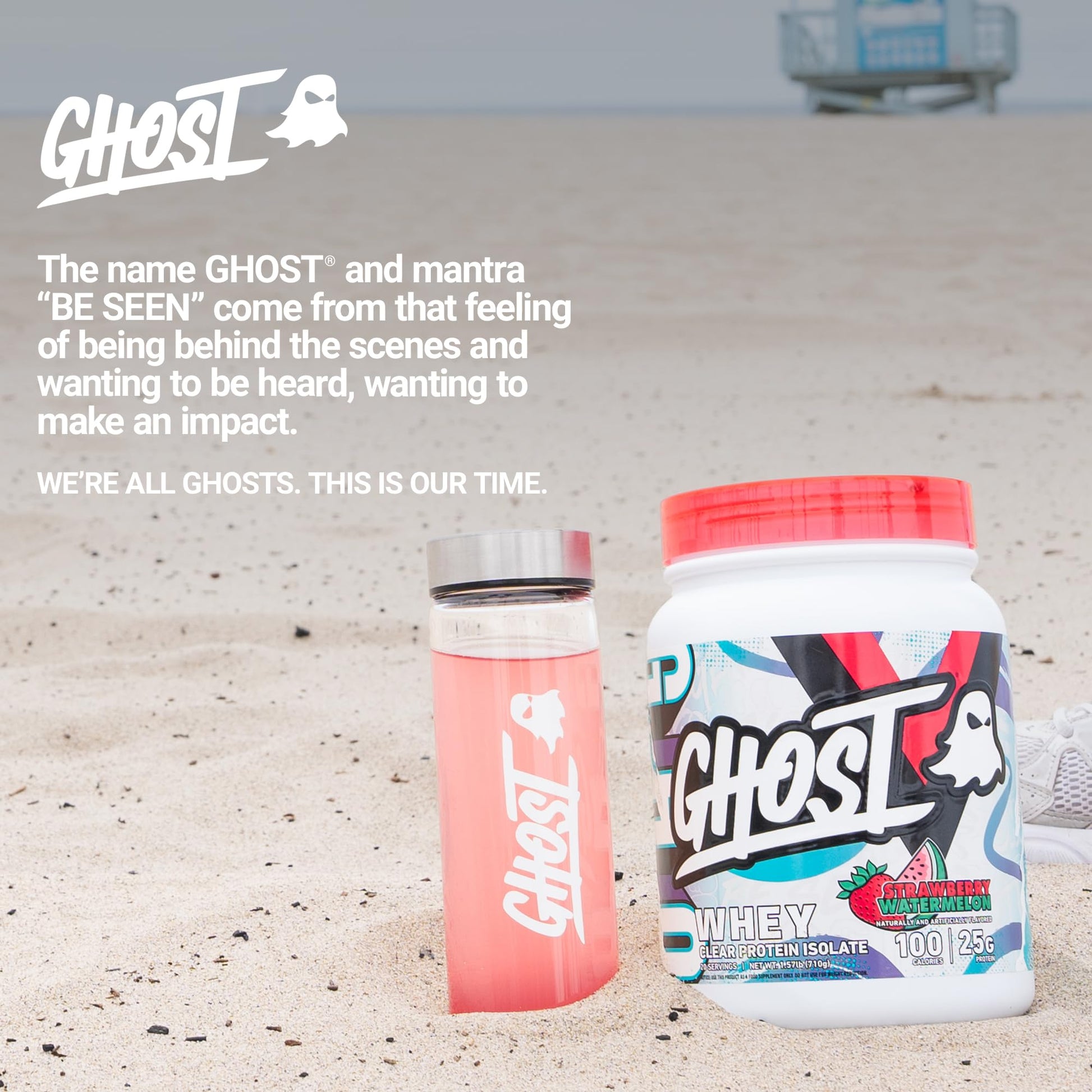 GHOST Clear Whey Isolate Protein Powder, Strawberry Watermelon - 1.57 LB Tub, 25G of Whey Protein - Post Workout Drink for Muscle Gain & Recovery – Sugar Free, Soy Free & Zero Fat, 20 Servings GHOST buy australia supplements