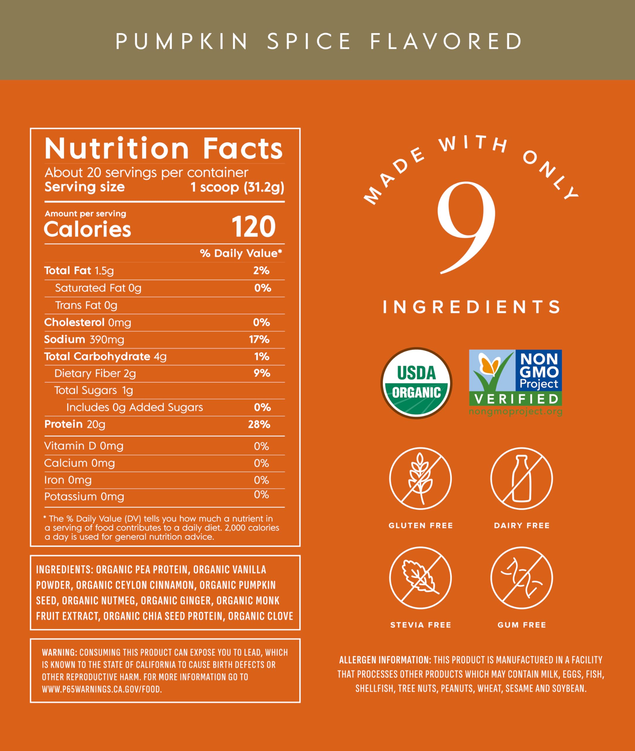 Truvani Vegan Pea Protein Powder | Pumpkin Spice | 20g Organic Plant Based Protein | 20 Servings | Keto | Gluten & Dairy Free Truvani buy australia supplements