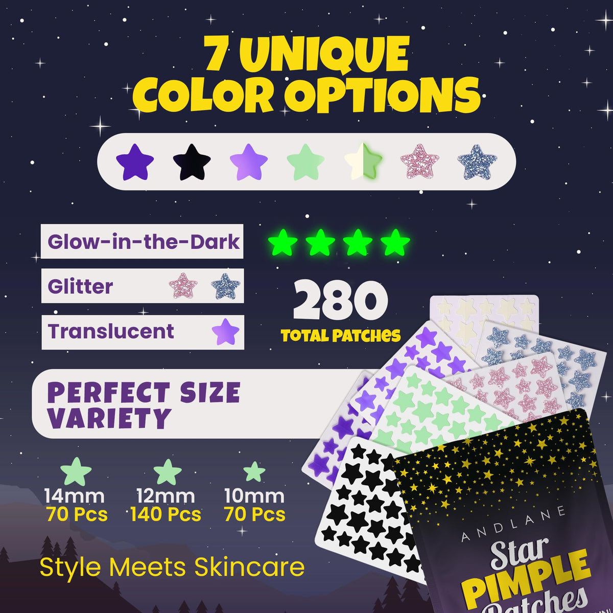 280Pcs Star Pimple Patches for Face - Cute Pimple Patches Stars Zit Sticker Andlane