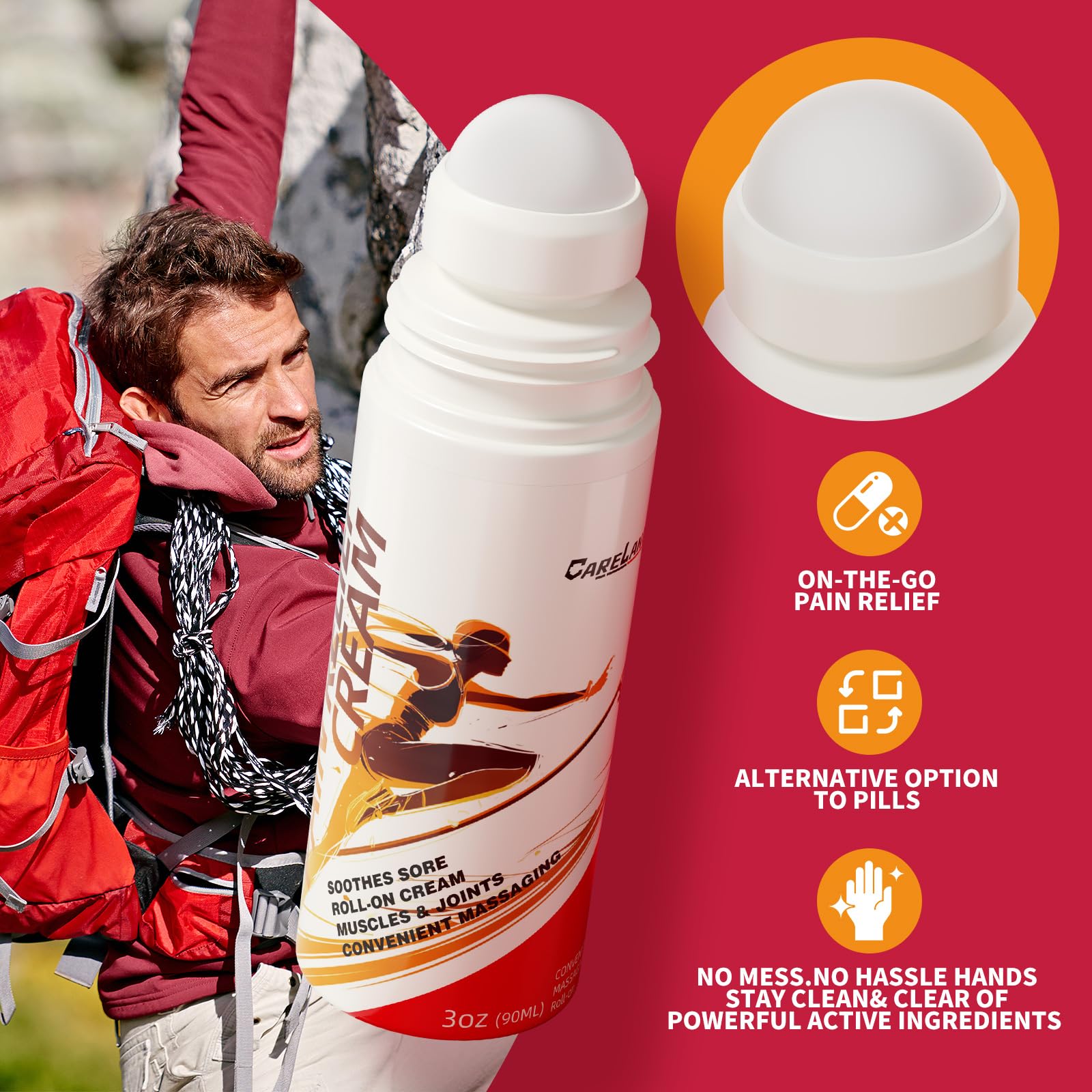 CARELAND Pain Relief Roll On Cream 2 Pack Capsaicin Roll On with Menthol & Methyl Salicylate Formula, 3oz, Cooling Joint Pain Relief for Knee, Lower Back, Neck & Sore Muscles, Arthritis Pain Reliever CARELAND buy australia supplements