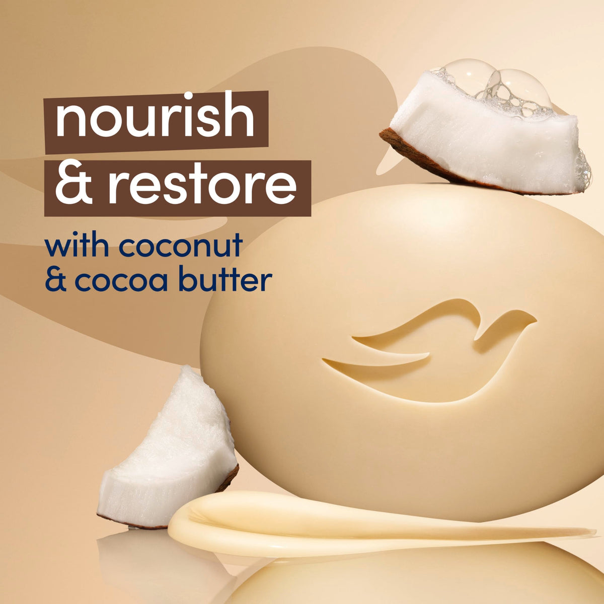 Dove Restoring Beauty Bar Soap, Coconut & Cocoa Butter, I 8 Count 3.75 oz Dove