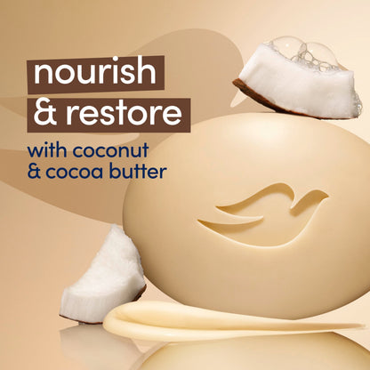 Dove Restoring Beauty Bar Soap, Coconut & Cocoa Butter, I 8 Count 3.75 oz Dove