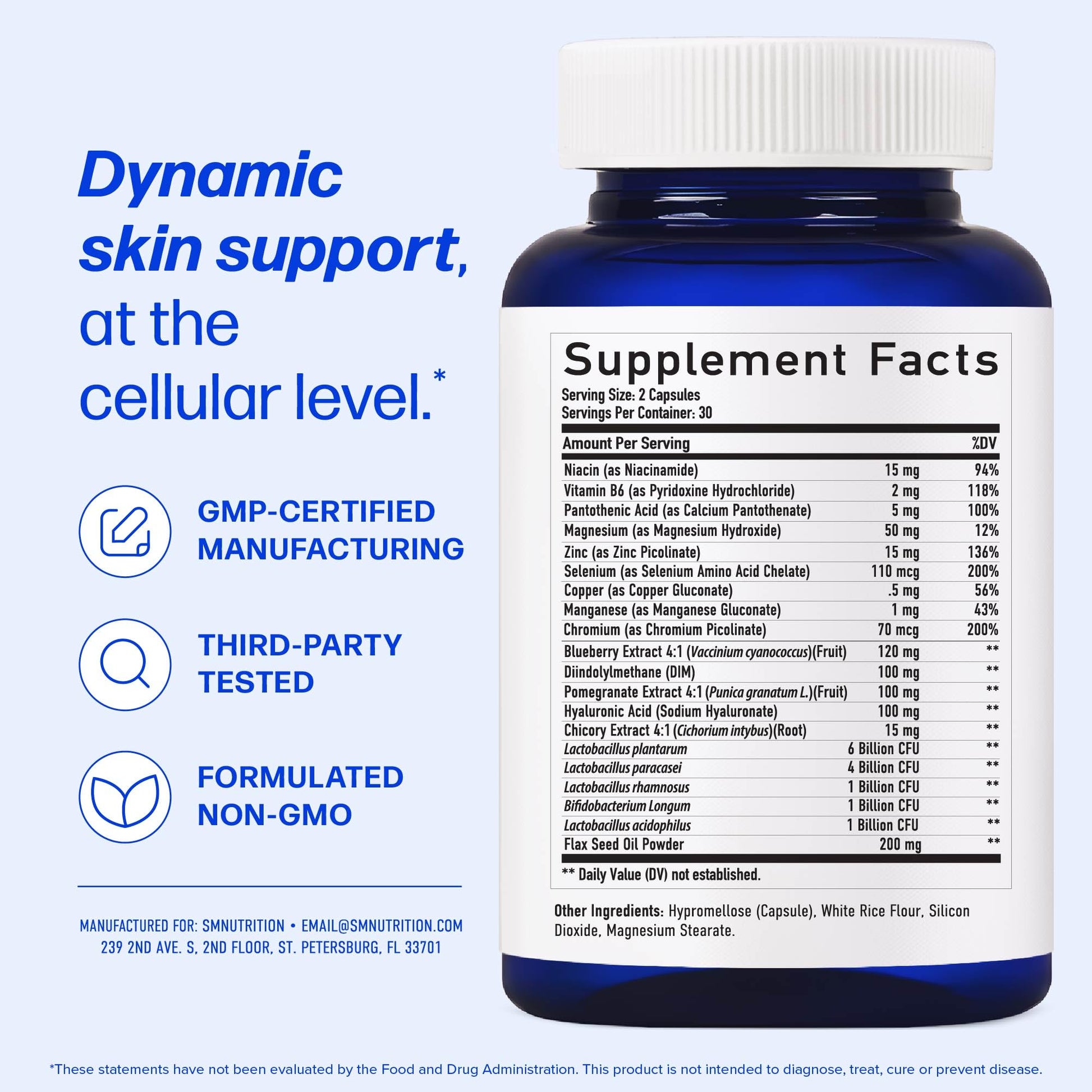 Clear Skin Supplement with Zinc, DIM & Probiotics | 3-in-1 Balance, Glow & Health Skin Support | Triple Action Hyaluronic Acid, Niaciminide & Vitamins for Hormone, Complexion & Gut Support | 60 Ct SMNutrition buy australia supplements