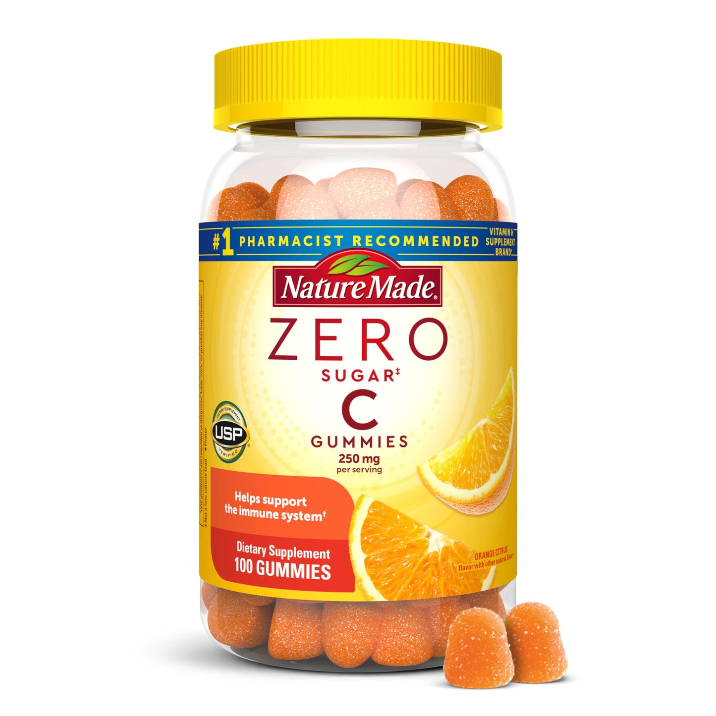 Nature Made Zero Sugar Vitamin C Gummies 250 mg Per Serving, Immune & Antioxidant Support, Aspartame Free Nature Made