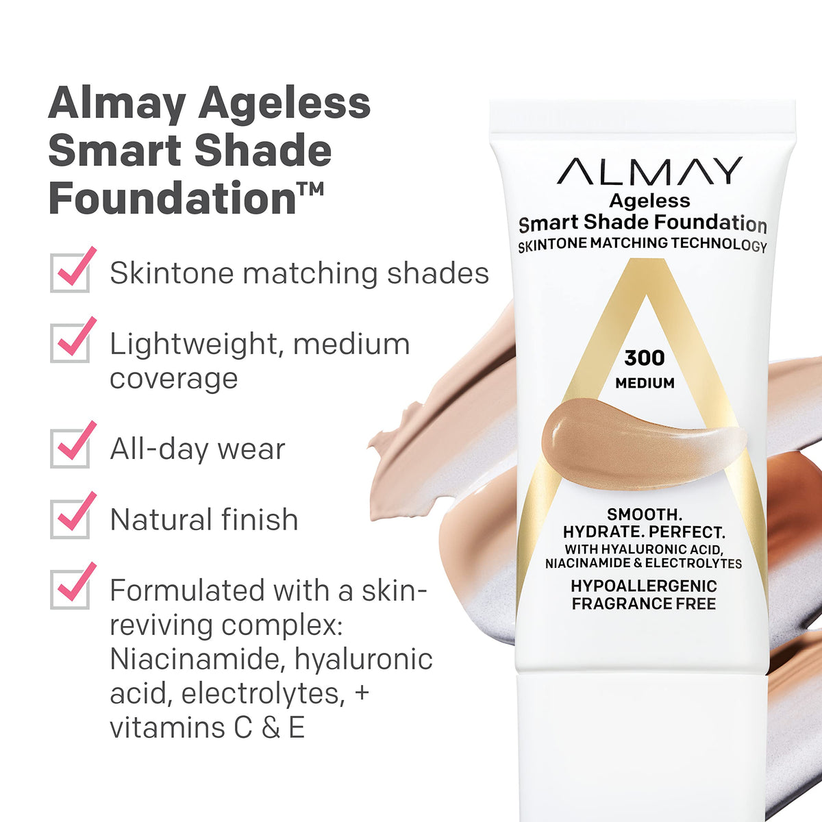 Almay Smart Shade Ageless Foundation, 50 Fair, 1 fl oz Almay