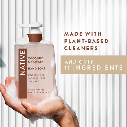 Native Liquid Hand Soap, Coconut & Vanilla Scent, Non-Drying Formula for Soft, Smooth Hands Native