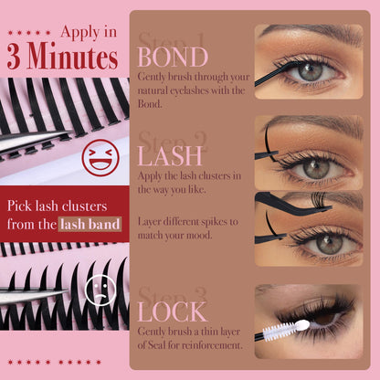CORUSCATE Lash Clusters Spiky Ultra Long 12-22mm Spikes 7-9mm Bottom Lash CORUSCATE