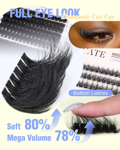 CORUSCATE Lash Clusters Bottom Lashes Mink Eyelash Clusters Mega Volume CORUSCATE