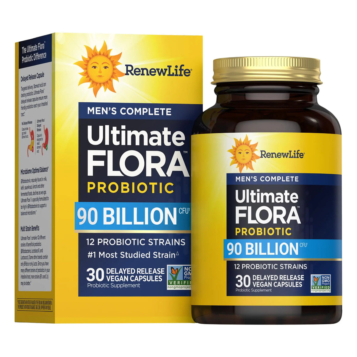 Renew Life Men's Care Probiotic Capsules, Supports Mens Digestive, Colon, Immune and Respiratory Health, L. Rhamnosus GG, Dairy, Soy and gluten-free, 90 Billion CFU, 30 Count Renew Life