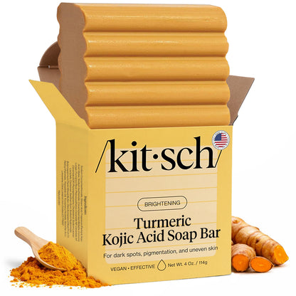 Kitsch Kojic Acid Soap – Turmeric Soap Bar with Hyaluronic Acid & Shea Butter – Brightening & Hydrating Body Wash & Face Wash for Dark Spots Kitsch