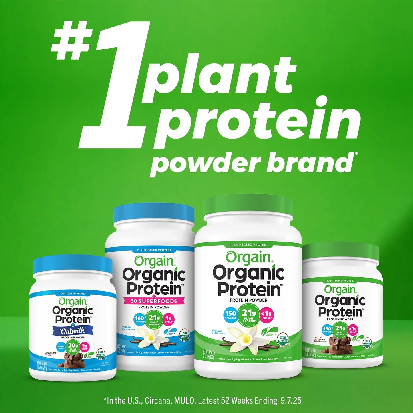 Orgain Organic Vegan Protein Powder, Creamy Chocolate Fudge - 21g Plant Protein, 7g Prebiotic Fiber, Low Net Carb, No Lactose Ingredients, No Added Sugar Orgain