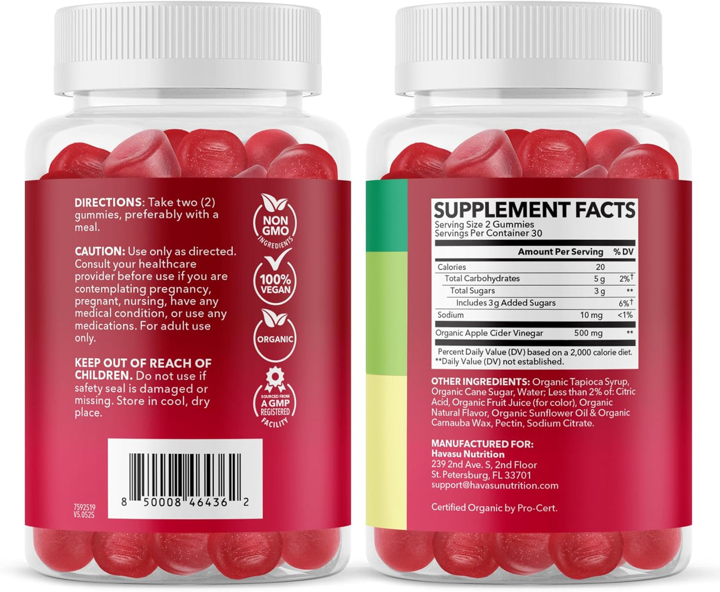 Apple Cider Vinegar Gummies, USDA Organic, Apple Flavor, 1-Month Supply | USDA Organic ACV Gummies for Digestive Health, Metabolism & Gut Support, Vegan, Gluten-Free, No Harsh Taste, 60ct Gsupps Australia