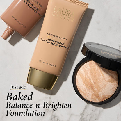 LAURA GELLER NEW YORK Quench-n-Tint Tinted Moisturizer - Sheer to Light Buildable Coverage - Natural Glow Finish - Lightweight Formula LAURA GELLER NEW YORK