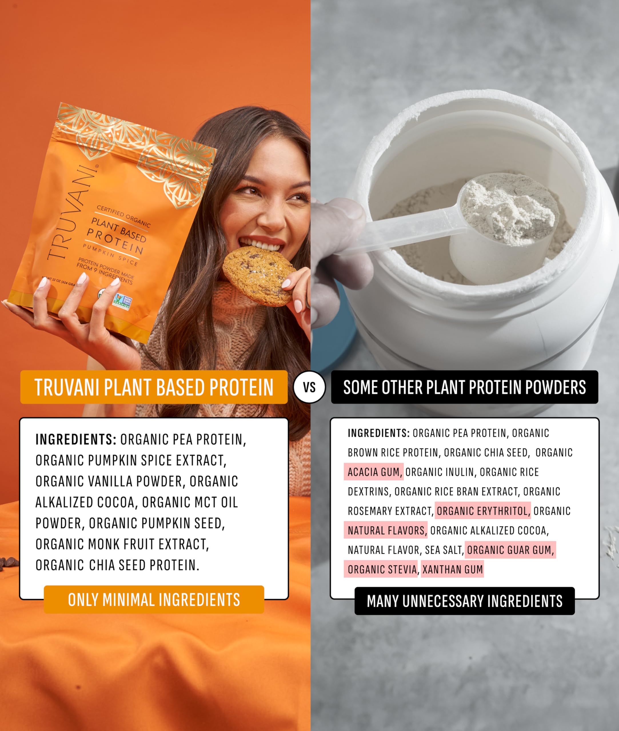 Truvani Vegan Pea Protein Powder | Pumpkin Spice | 20g Organic Plant Based Protein | 20 Servings | Keto | Gluten & Dairy Free Truvani buy australia supplements