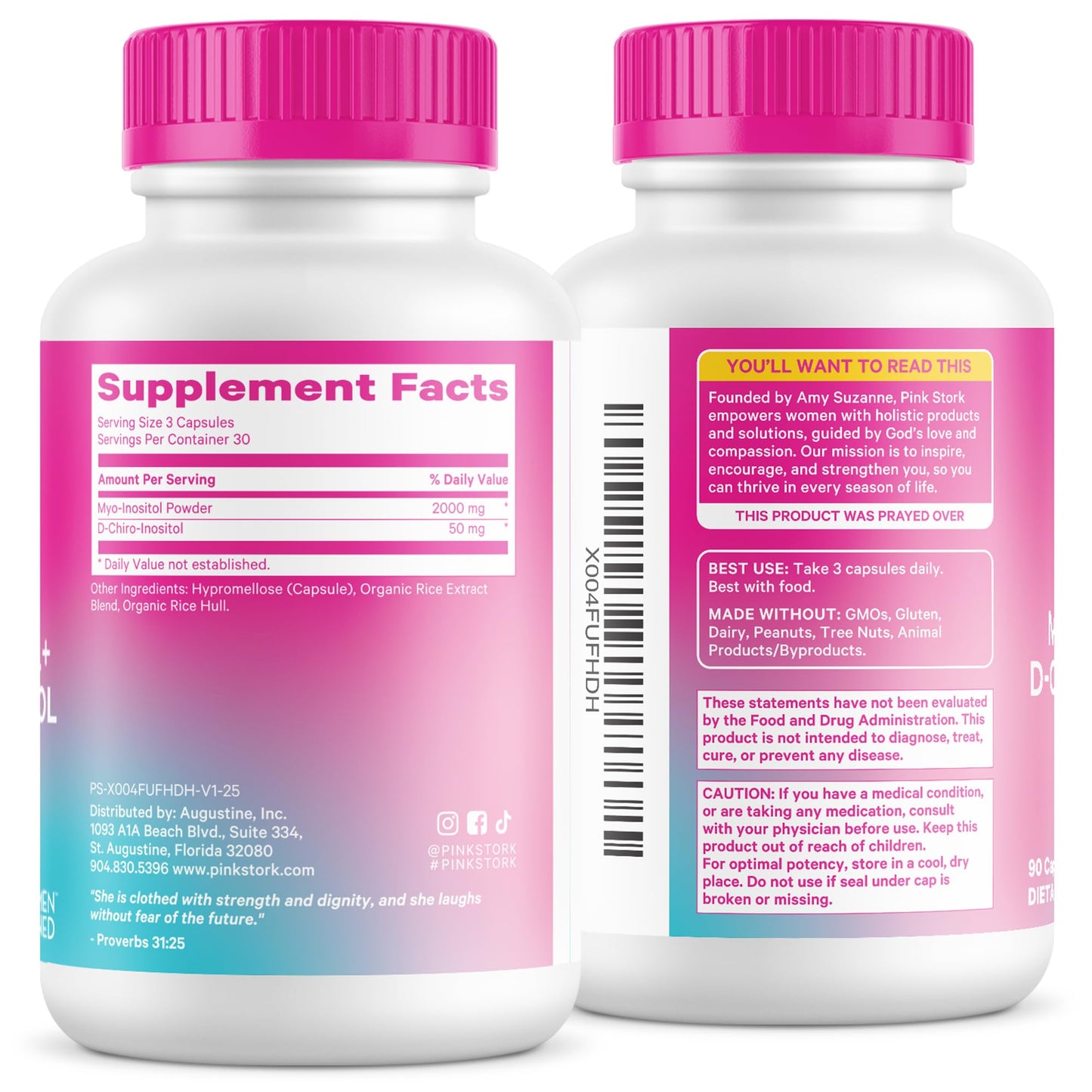 Pink Stork Inositol Supplement for Women 40:1 Myo & D-Chiro, 30 Count | Clinically Studied Ratio to Support Hormone Balance, Healthy Ovulation, Cycle Regularity & Fertility