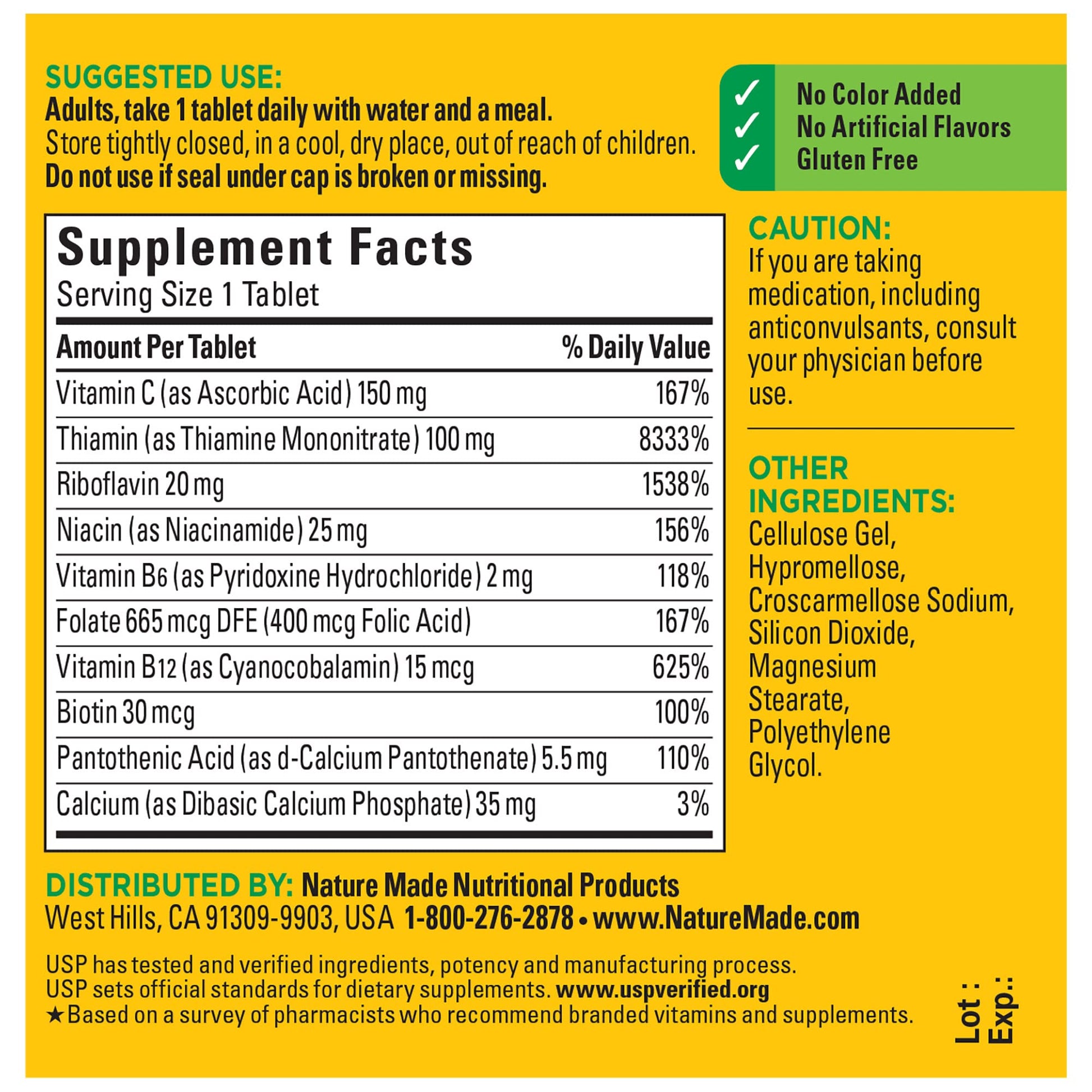 Nature Made Super B Complex with Vitamin C & Folic Acid, 140 Tablets | B Complex Vitamins for Women and Men, Dietary Supplement for Immune Support, Gluten Free, 140 Day Supply Gsupps Australia