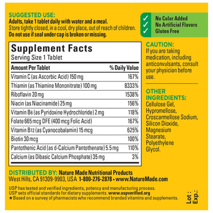 Nature Made Super B Complex with Vitamin C & Folic Acid, 140 Tablets | B Complex Vitamins for Women and Men, Dietary Supplement for Immune Support, Gluten Free, 140 Day Supply Gsupps Australia