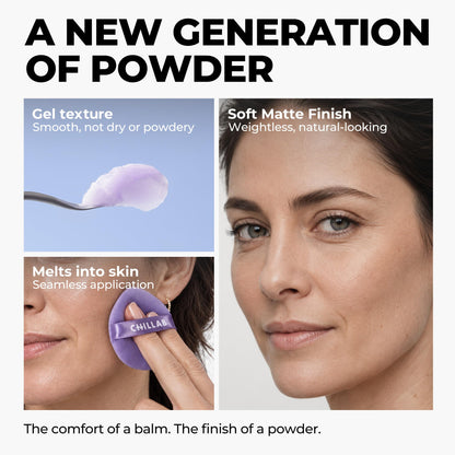 Chillab Lavender Matte Powder, Pressed Setting Powder 0.35 oz, Oil-Control Chillab