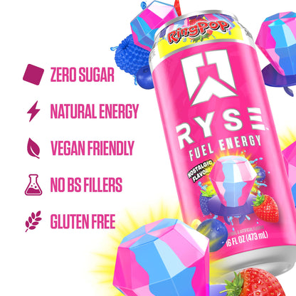 RYSE Fuel Energy Drink - Variety Pack - Sugar Free, Gluten Free & Vegan - 200mg Natural Caffeine, Taurine & Choline for Focus & Energy - No Artificial Colors - 16 fl oz Cans (12-Pack)