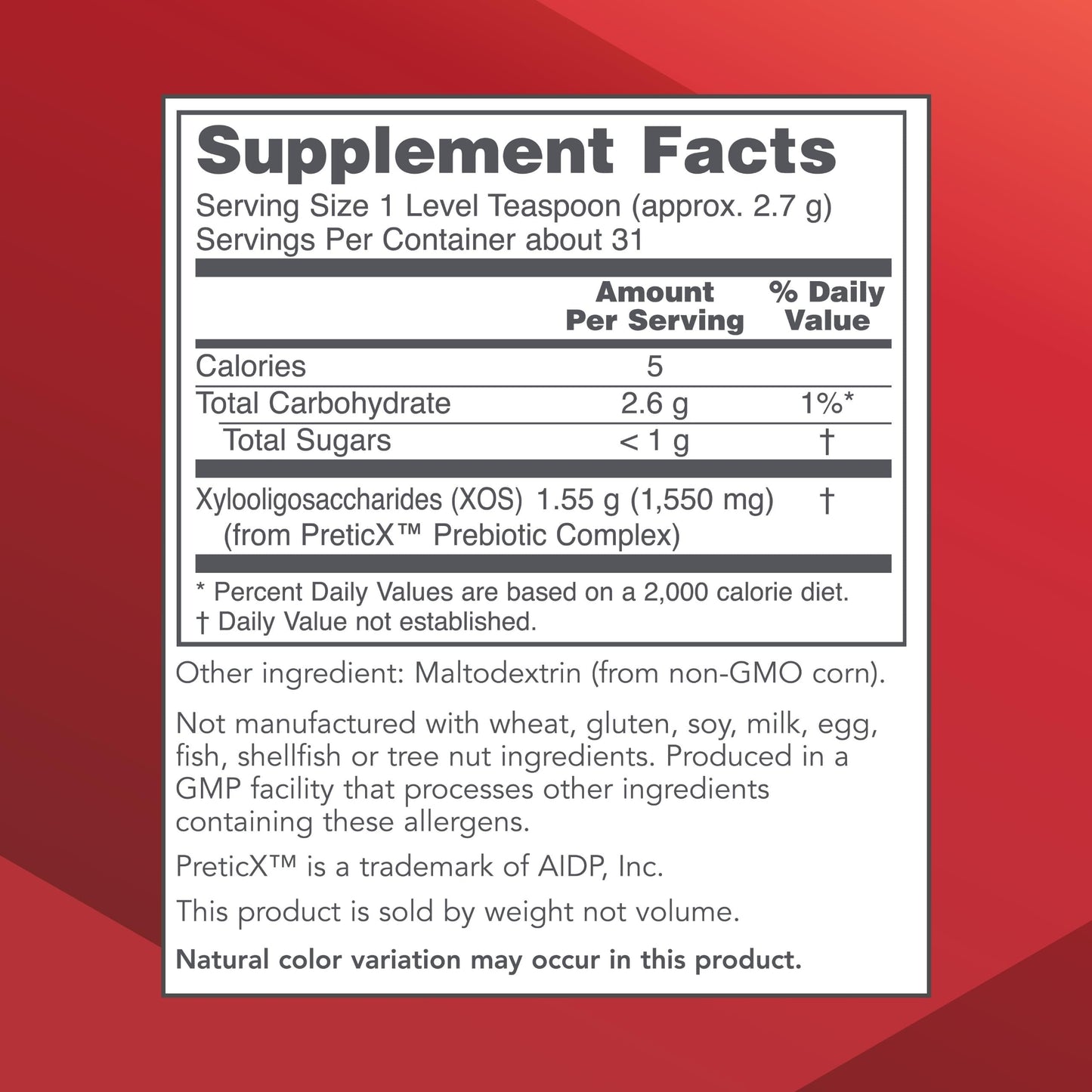 PROTOCOL FOR LIFE BALANCE Prebiotic Powder XOS - 1.55g per Serving - Intestinal Flora - Support GI Tract & Gut Health - Kosher & Non-GMO - 3 oz PROTOCOL FOR LIFE BALANCE