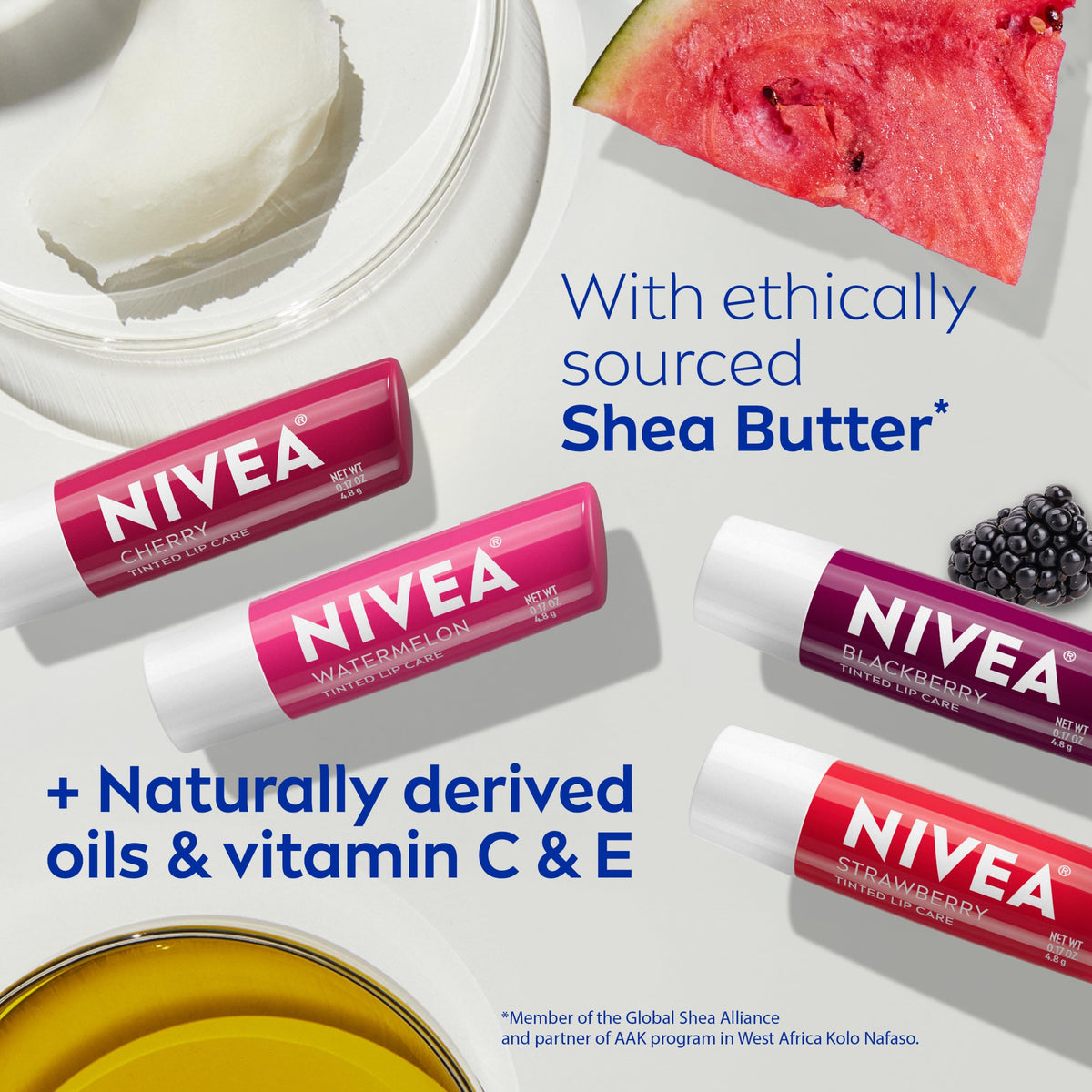 NIVEA Lip Care, Fruity Cuties Lip Balm Variety Pack, 4 x 0.17 OZ NIVEA