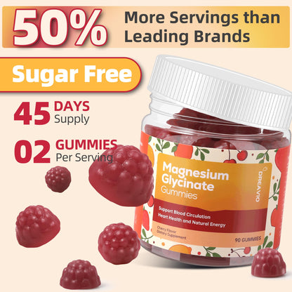 DREAVIO 90 Count Magnesium Glycinate Gummies w/Ashwagandha Supplement - Sugar Free Zinc Magnesium Glycinate DREAVIO