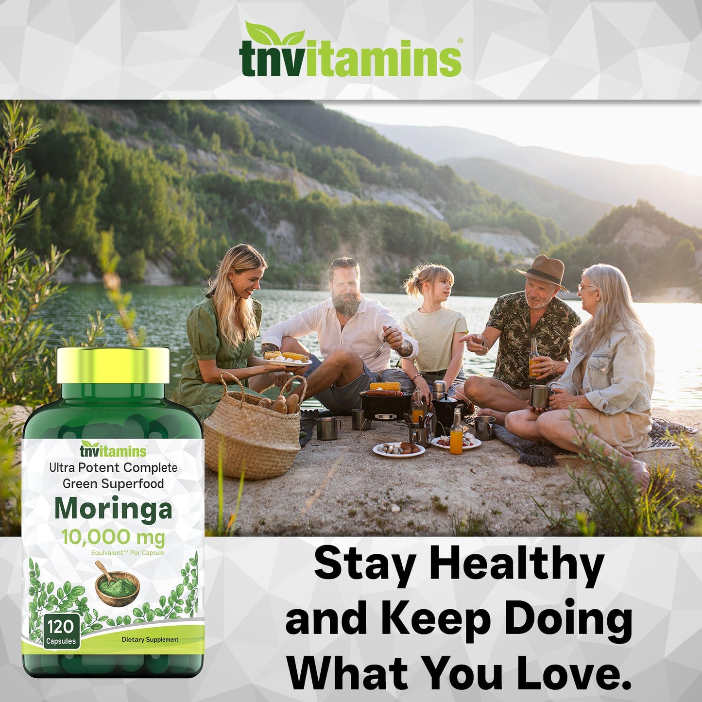 tnvitamins Moringa Capsules 10,000 mg - 120 Capsules | High Potency Moringa Leaf Extract Superfood Supplement for Energy tnvitamins
