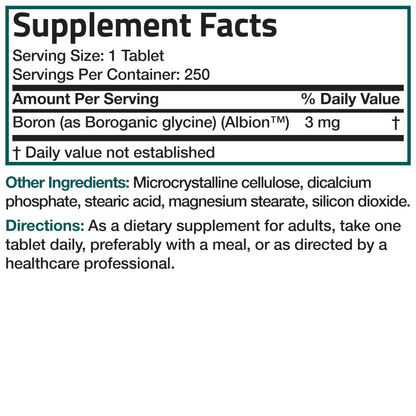 Bronson Boron 3 MG Chelated Superior Absorption Supports Bone Health Trace Mineral, Non-GMO, 250 Vegetarian Tablets Bronson