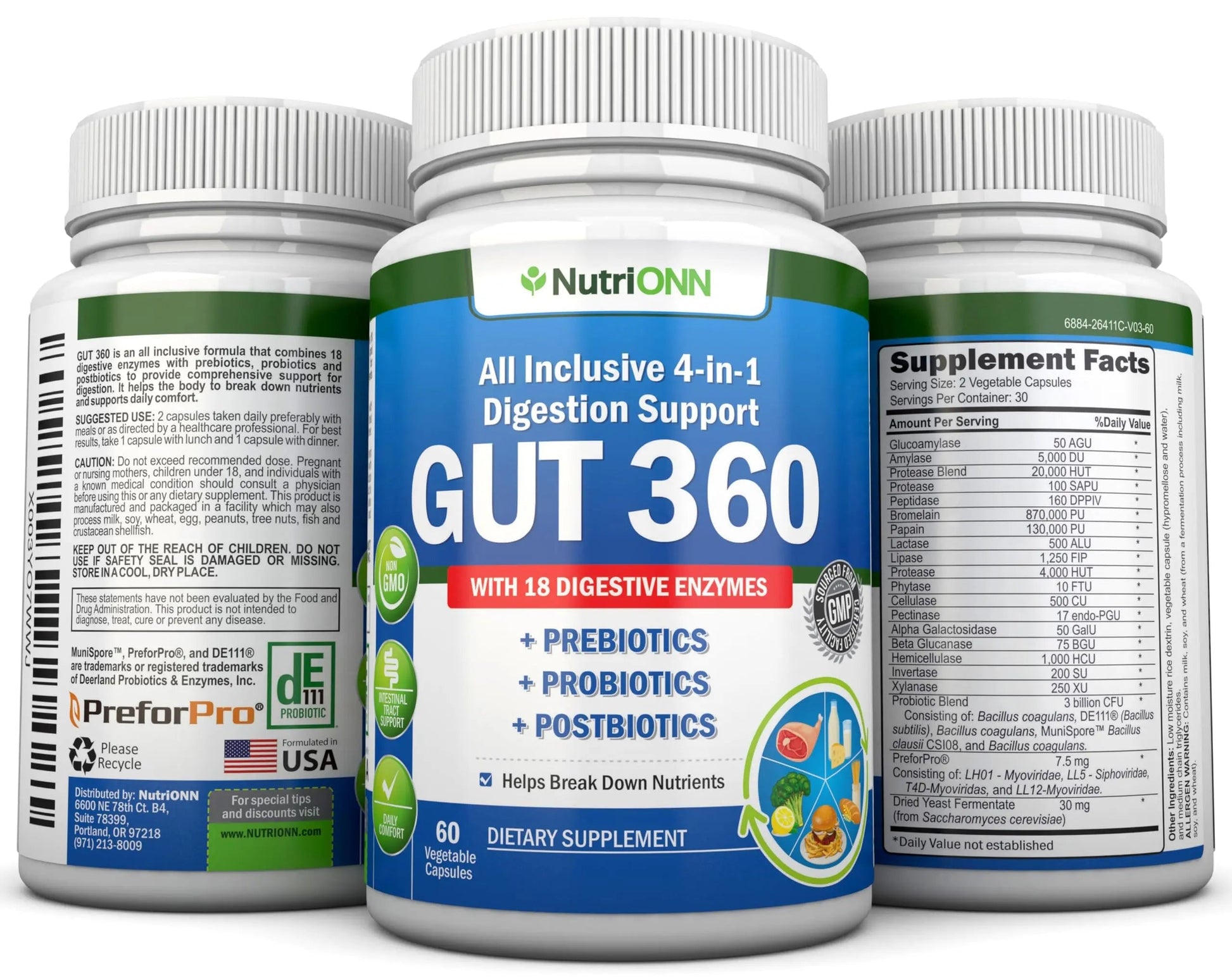 4-in-1 Probiotics, Prebiotics & Postbiotics with 18 Digestive Enzymes for Women & Men - Complete Gut & Digestive Support Supplement - Bloating Relief and Enzymes for Digestion - Non GMO - Vegan NutriONN buy australia supplements