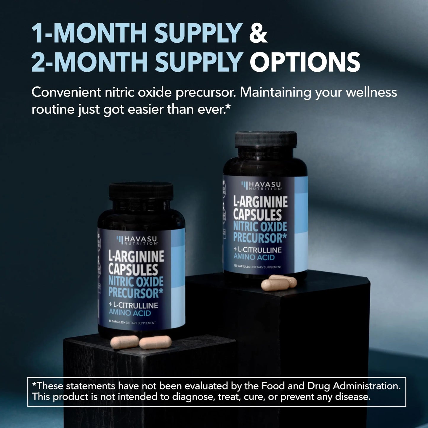 L-Arginine Capsules with L-Citrulline - Nitric Oxide Supplement - L Arginine and L Citrulline Blend - 120 Count - Vegan, Non-GMO Capsules for Performance HAVASU NUTRITION