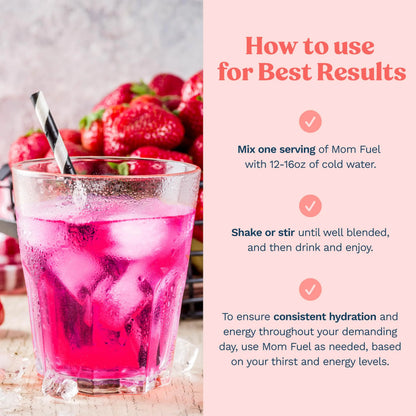 Mommy Knows Best Mom Fuel Electrolyte Drink Mix for Moms, Hydration Support - for Pregnancy, Prenatal, Electrolytes + Trace Minerals, Lactation Drink Mix Supplement (32 Count) Mommy Knows Best