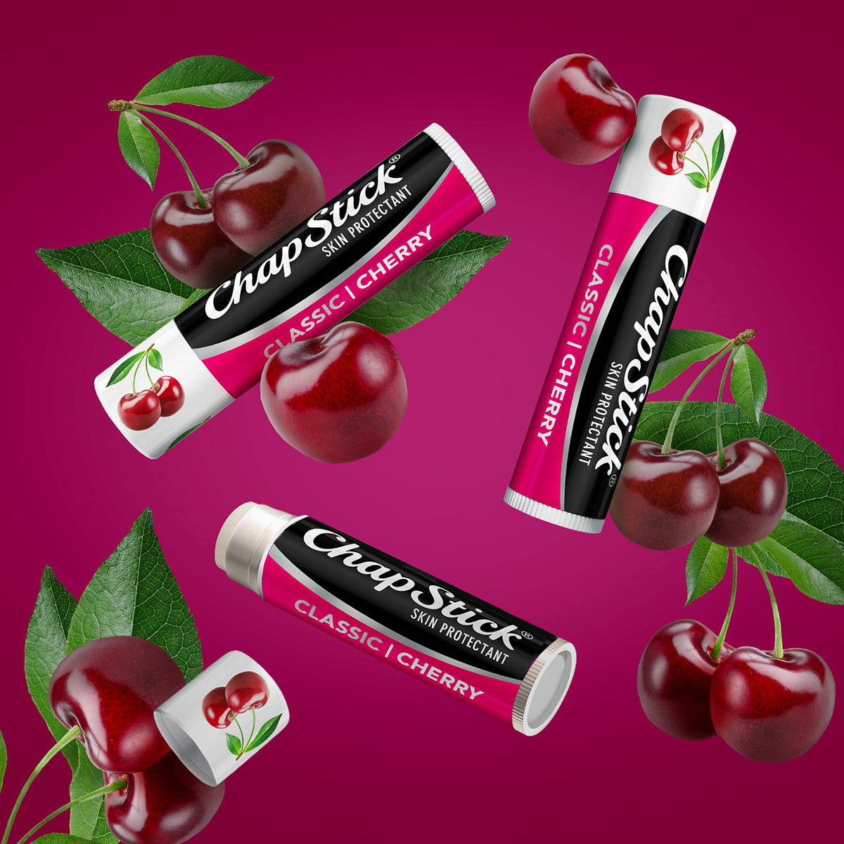 ChapStick Classic Skin Protectant Flavored Lip Balm Tube, Cherry Flavor, 0.15 Ounce (Pack of 3) ChapStick