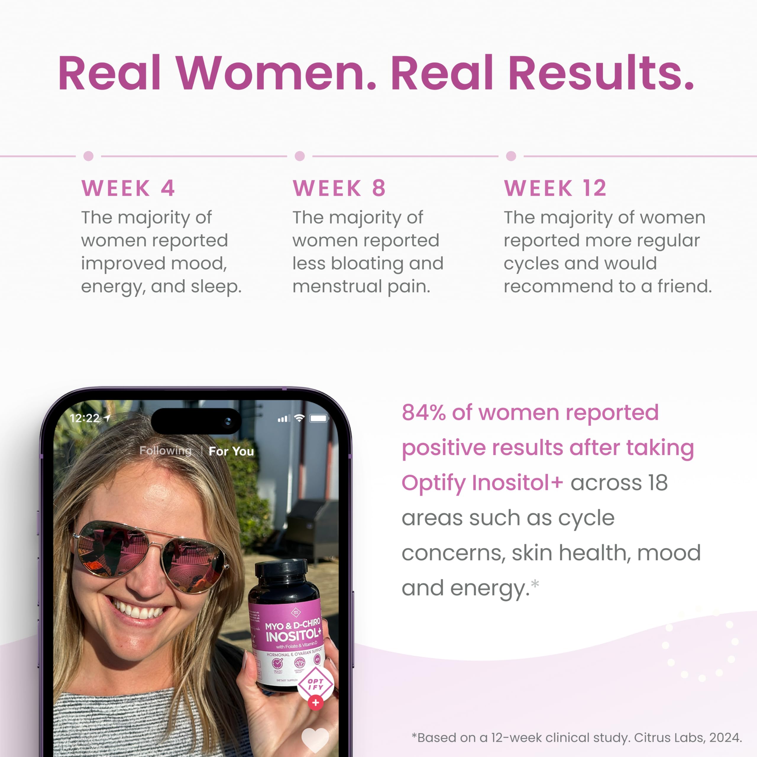 Optify Inositol Supplement for Women – 90-Day Supply – Myo-Inositol and D-Chiro Inositol with Folate and Vitamin D – 40:1 Ratio – Hormone Balance & Ovarian Support - 360 Capsules